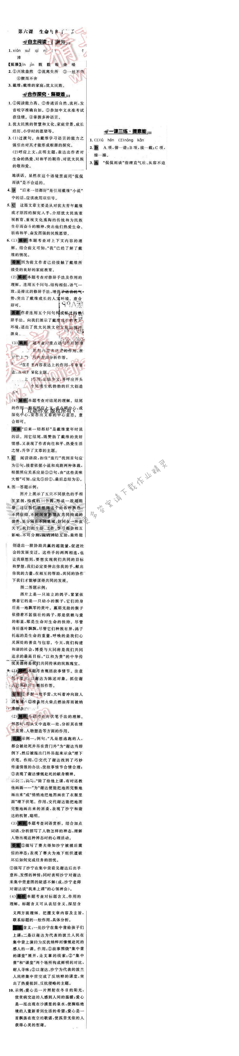 世纪金榜金榜学案九年级语文下册苏教版第二单元第六课