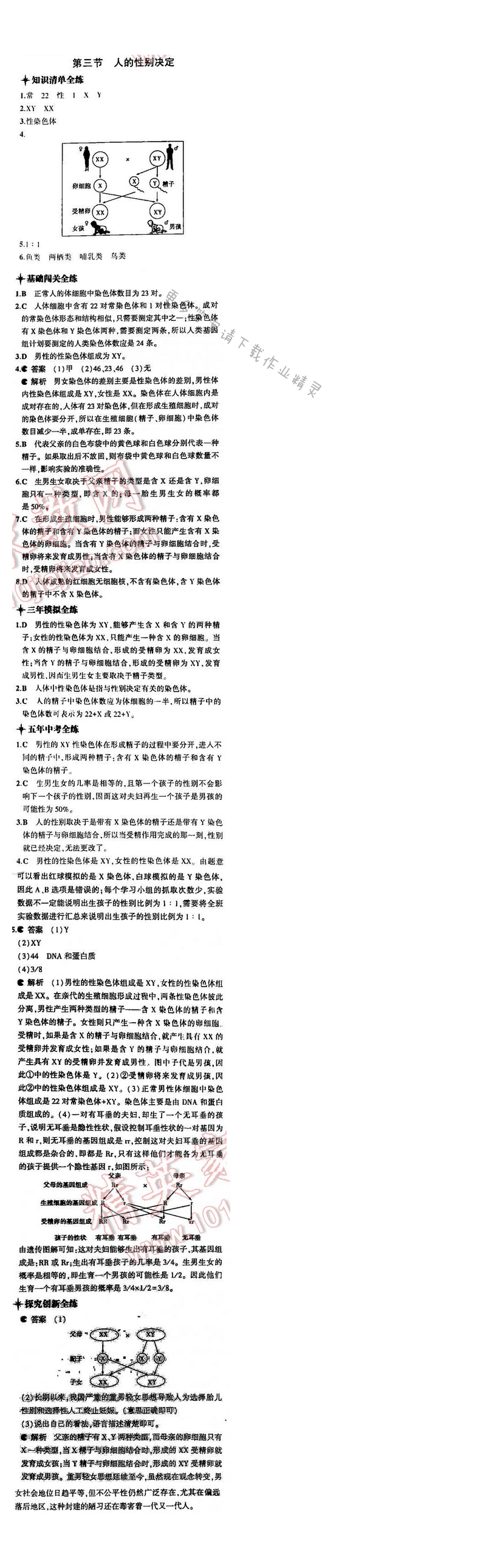 5中考3年模拟初中生物八年级下册苏教版8单元第二十二章第三节