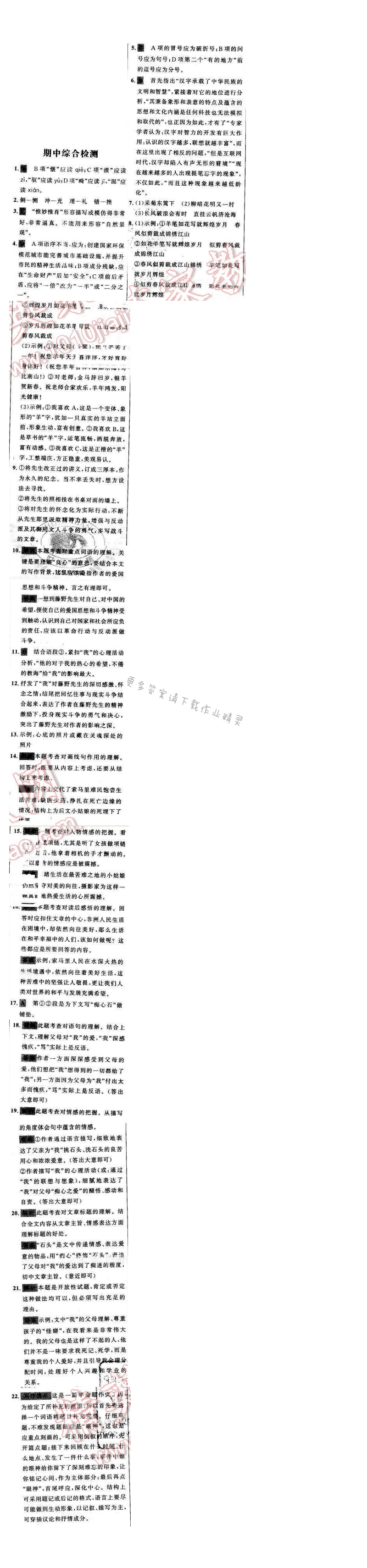 世纪金榜金榜学案九年级语文下册苏教版期中检测卷