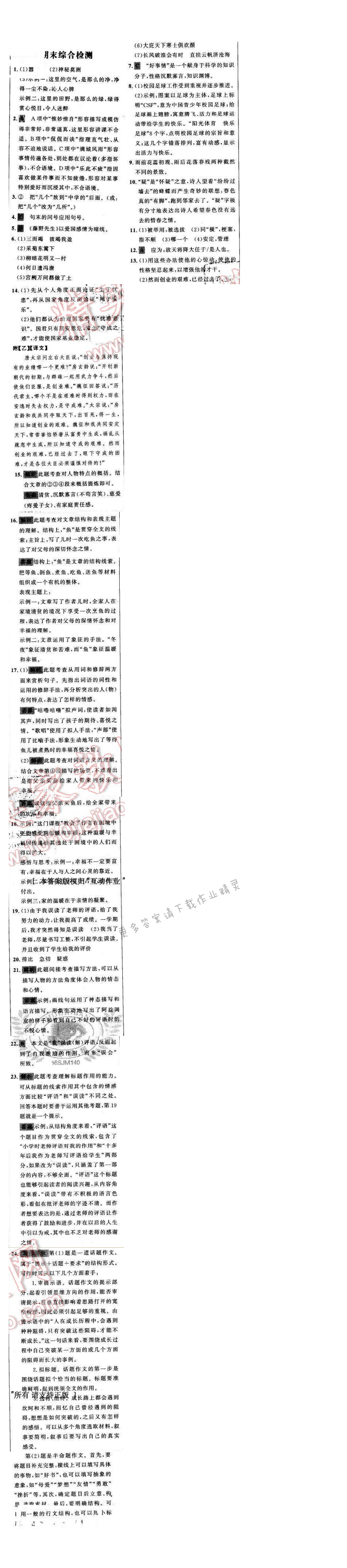 世纪金榜金榜学案九年级语文下册苏教版期末综合检测