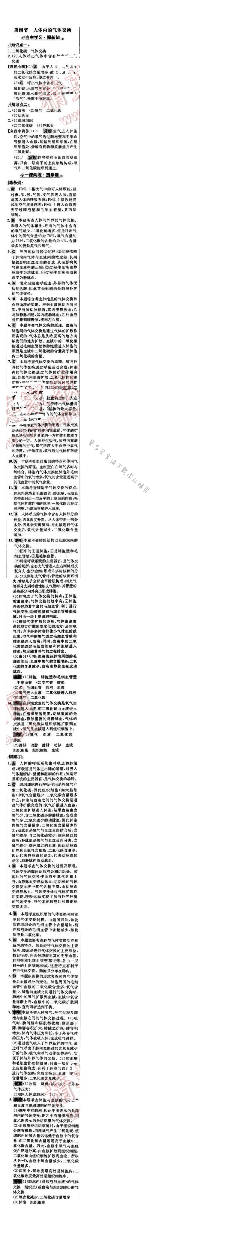 世纪金榜金榜学案七年级生物下册苏教版 第十章 第四节