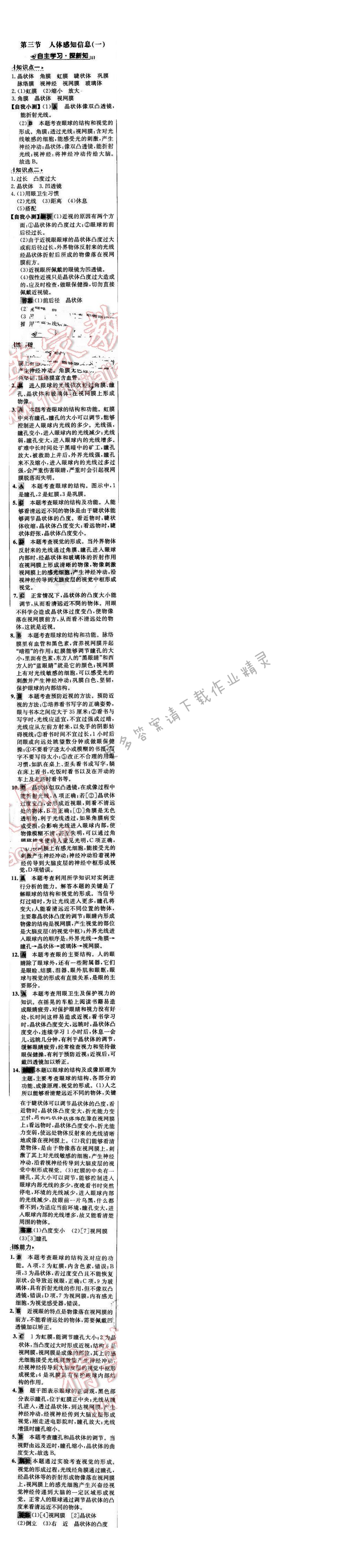 世纪金榜金榜学案七年级生物下册苏教版 第十二章 第三节（一）