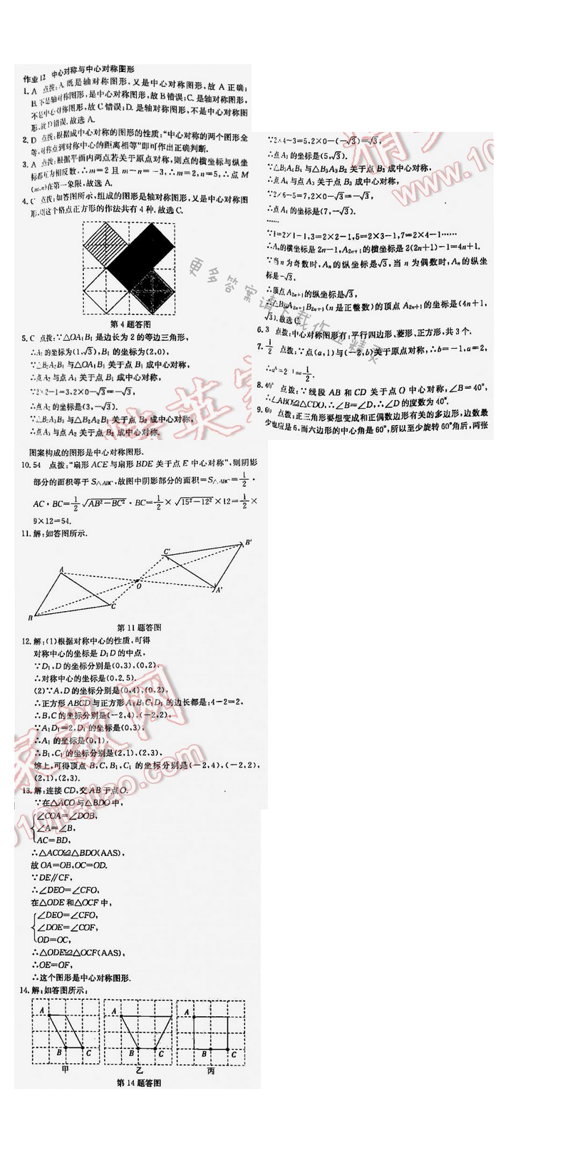 2016年启东中学作业本八年级数学下册江苏版 第九章 作业12