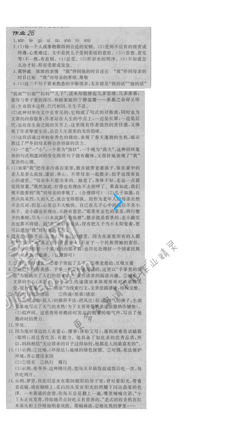 启东中学作业本八年级语文下册江苏版 第五单元 作业二十六