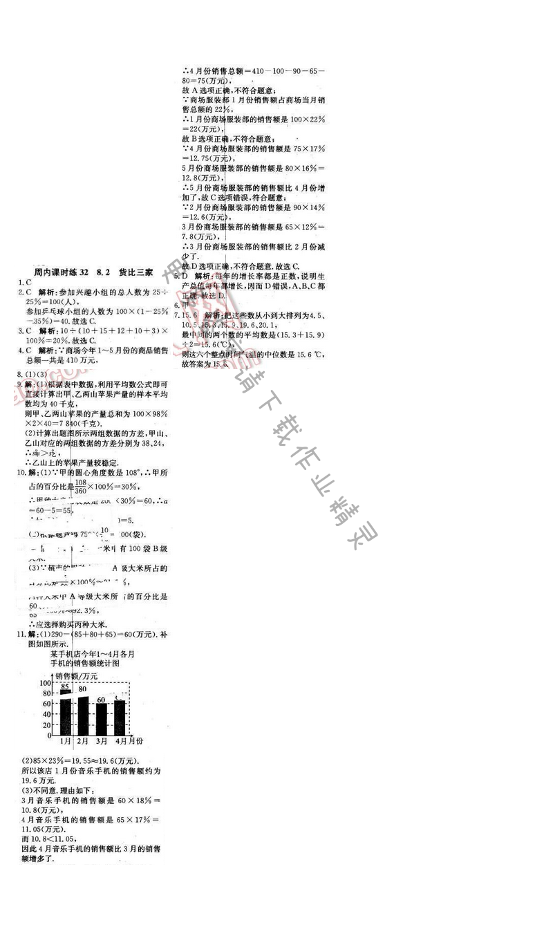 2016年周测月考直通中考九年级数学下册苏科版 周内课时练32