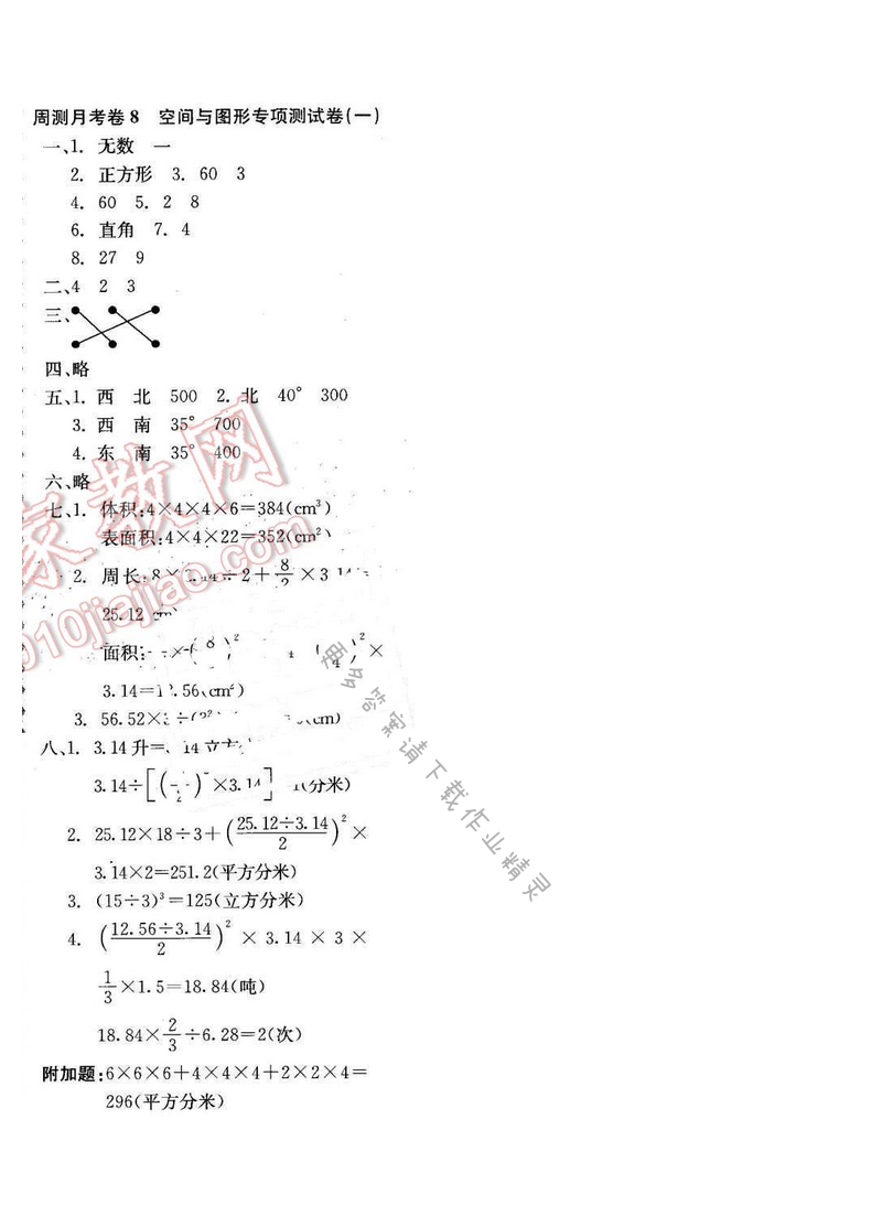 轻巧夺冠周测月考直通名校六年级数学下册江苏版 周测月考卷8