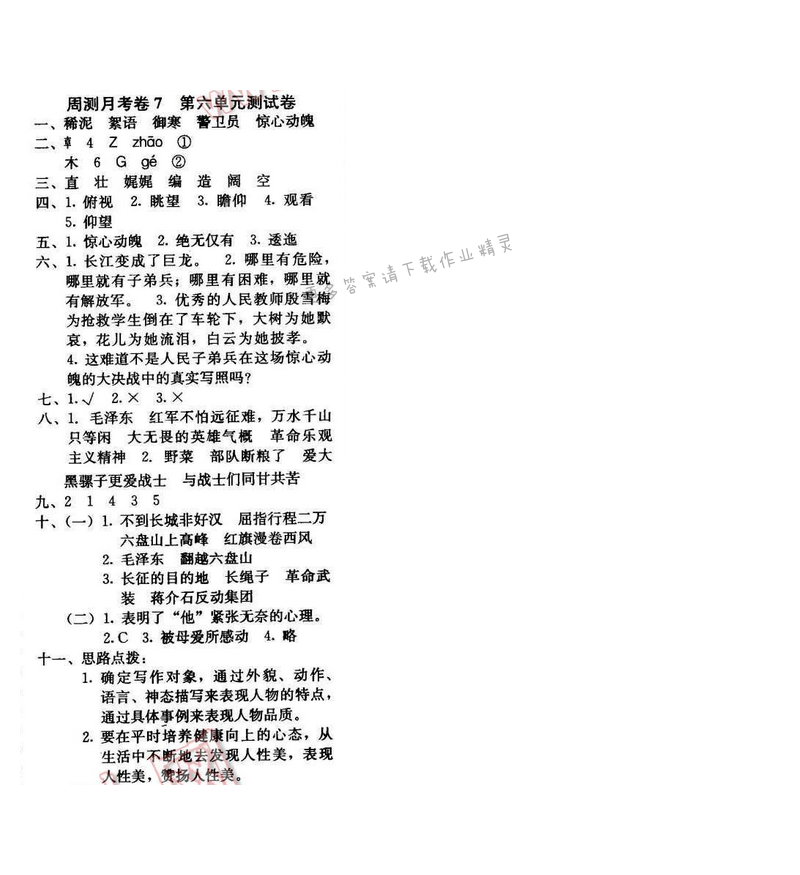 轻巧夺冠周测月考直通名校五年级语文下册江苏版 周测月考卷7