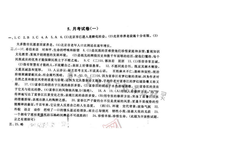 2016年启东黄冈大试卷九年级语文下册江苏版月考试卷（一）
