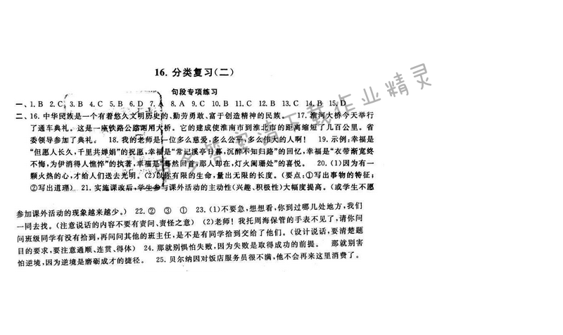 2016年启东黄冈大试卷九年级语文下册江苏版分类复习（二）