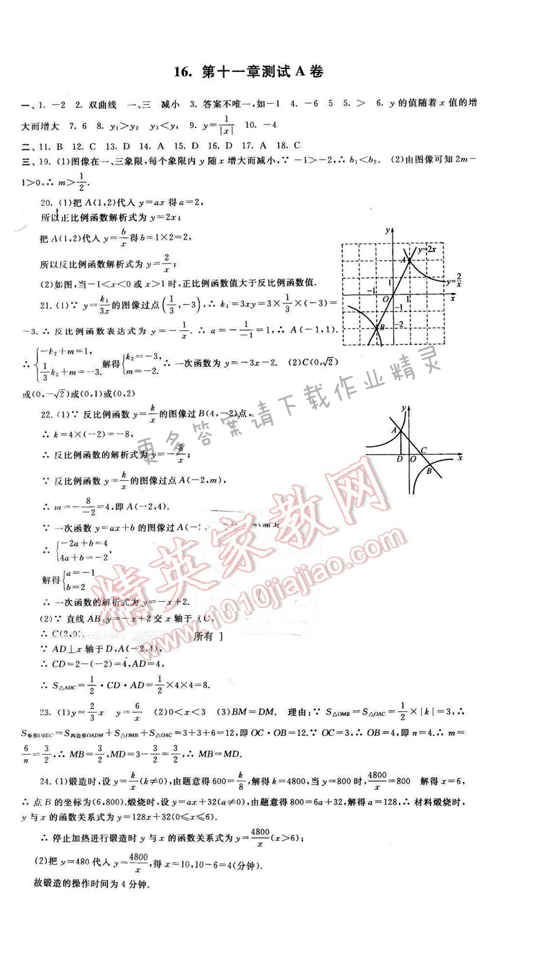 启东黄冈大试卷八年级数学下册苏科版 第十一章测试A卷