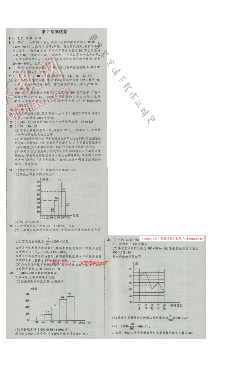 2017经纶学典新课时作业八年级数学下册江苏版第7章测试卷
