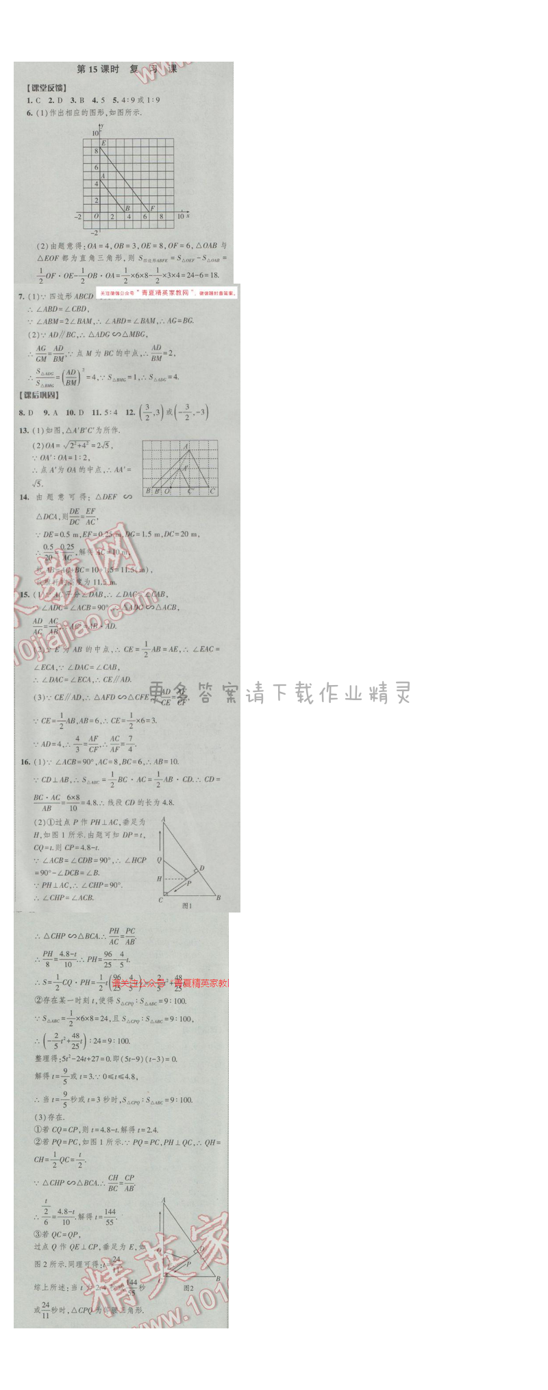 2017年經(jīng)綸學(xué)典新課時作業(yè)九年級數(shù)學(xué)下冊江蘇版 第六章 第15課時