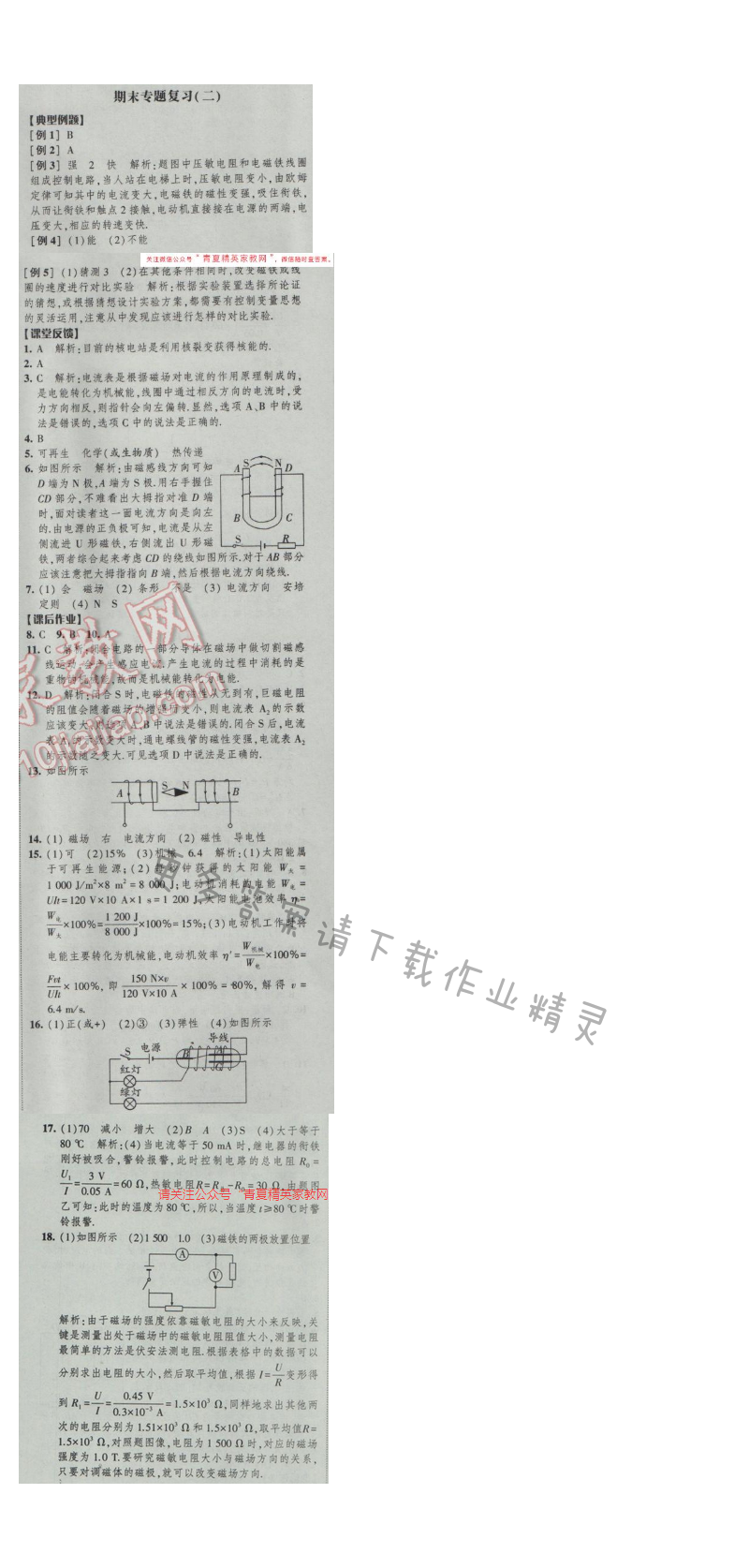 2017年经纶学典新课时作业九年级物理下册江苏版 期末专题复习（二）