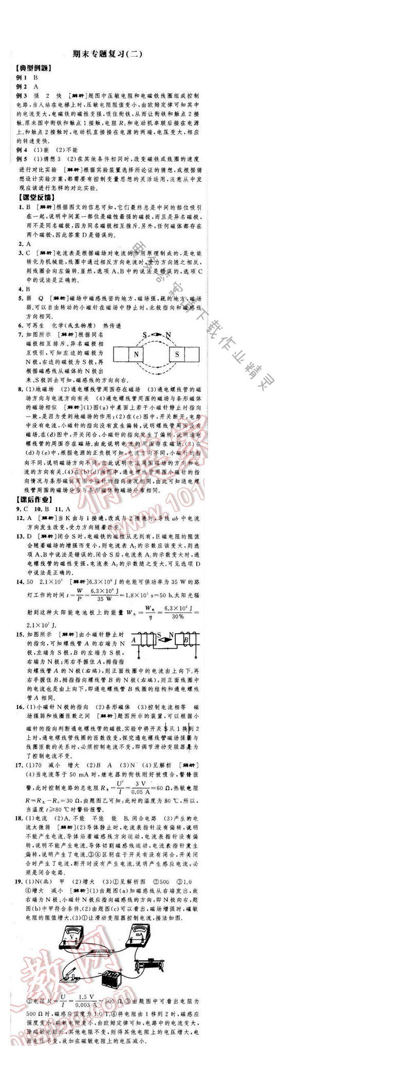 经纶学典学霸九年级物理下册江苏版 期末专题复习（二）