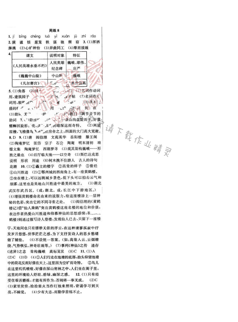 2016年提优训练非常阶段123七年级语文下册江苏版 周练8