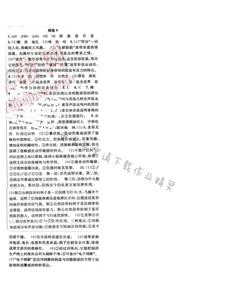 2016年提优训练非常阶段123七年级语文下册江苏版 周练9