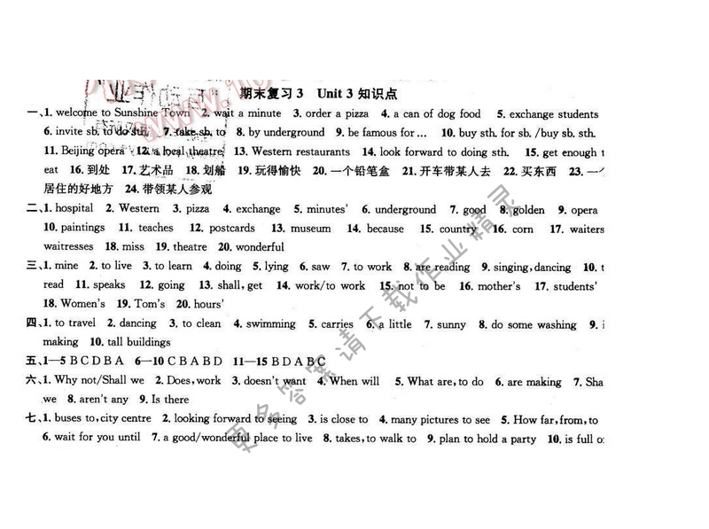 2017年提优训练非常阶段123七年级英语下册江苏版 期末复习3