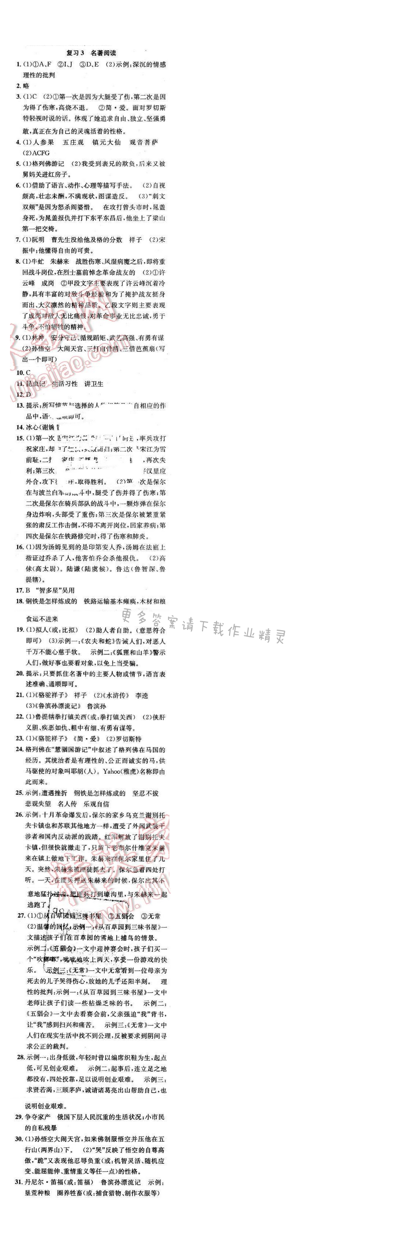 2017年提优训练非常阶段123九年级语文下册江苏版 复习 3