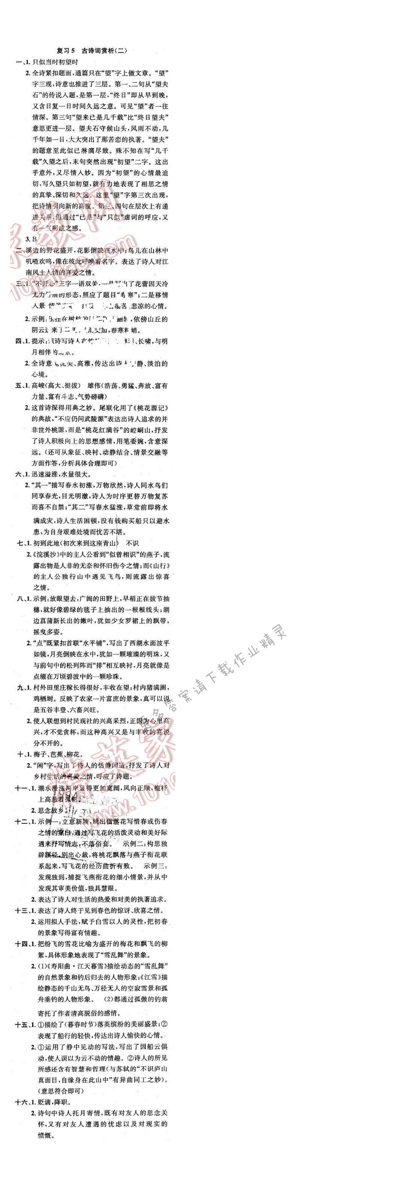 2017年提优训练非常阶段123九年级语文下册江苏版 复习 5