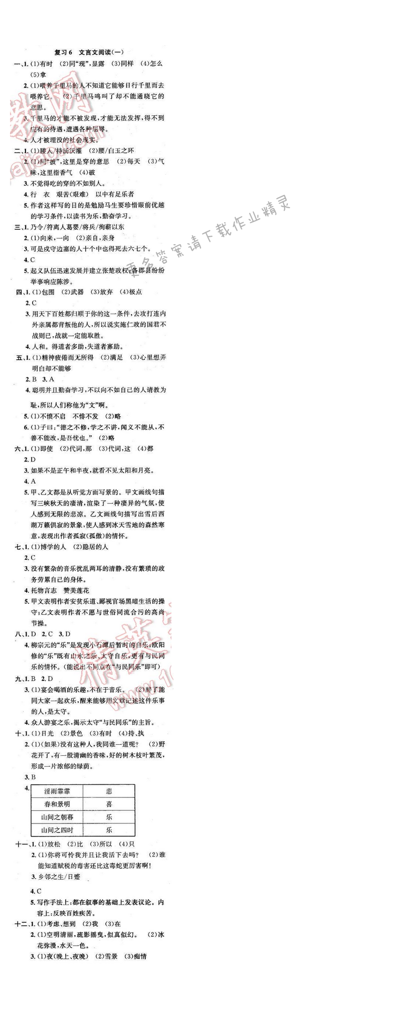 2017年提优训练非常阶段123九年级语文下册江苏版 复习 6