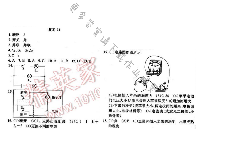 2016年提优训练非常阶段123九年级物理下册江苏版 复习 21