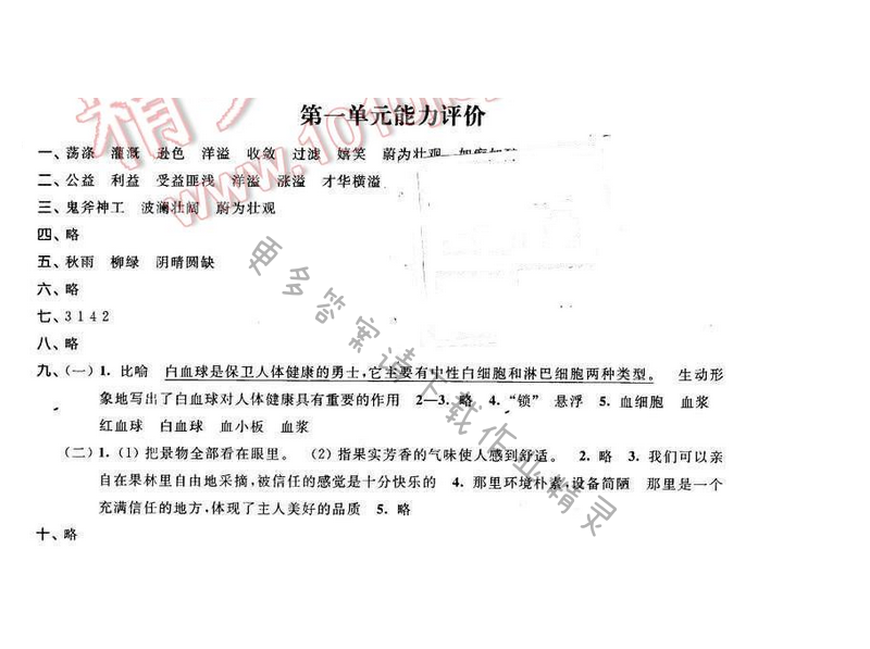 2016年优学有道绿色互动空间六年级语文下册江苏版 第一单元能力评价