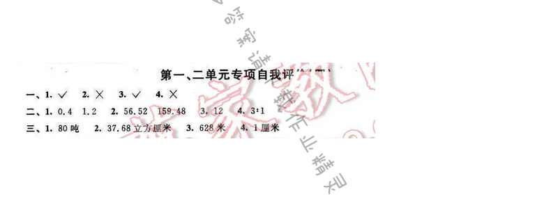 2016年优学有道绿色互动空间六年级数学下册江苏版 第一、二单元专项自我评价（四）