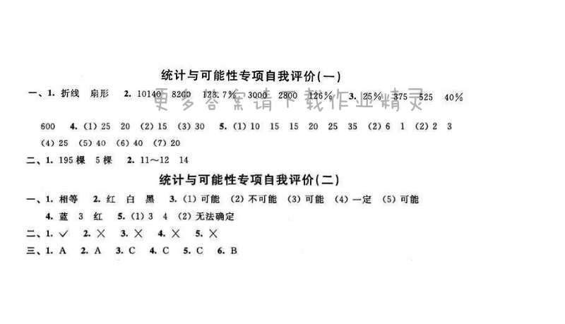 2016年优学有道绿色互动空间六年级数学下册江苏版 统计与可能性专项自我评价