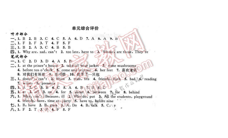 2016年优学有道绿色互动空间五年级英语下册江苏版 Unit1 单元综合评价