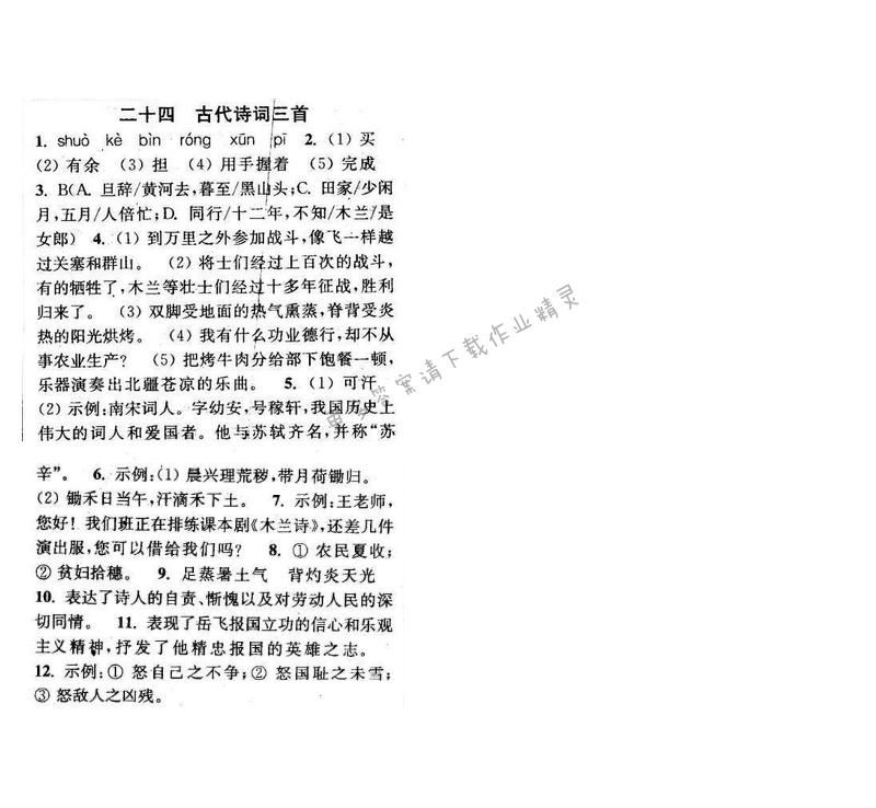 2016年通城学典小题精练七年级语文下册苏教版 第二十四课
