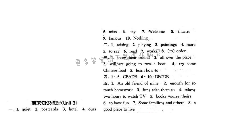 2016年通城学典小题精练七年级英语下册译林版 期末知识梳理（Unit 3）