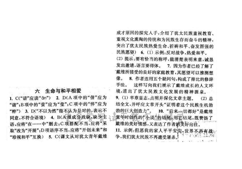 2016年通城学典小题精练九年级语文下册苏教版 第六课