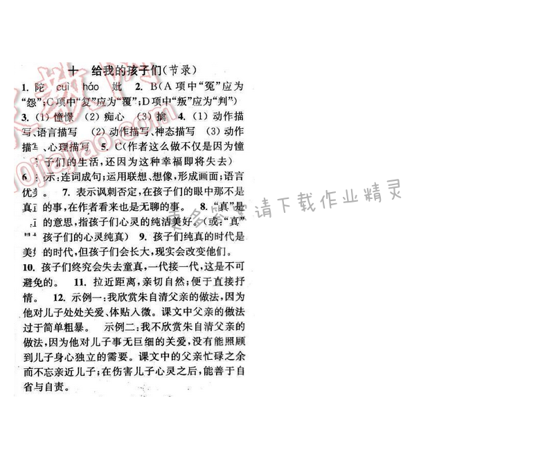 2016年通城学典小题精练九年级语文下册苏教版 第十课