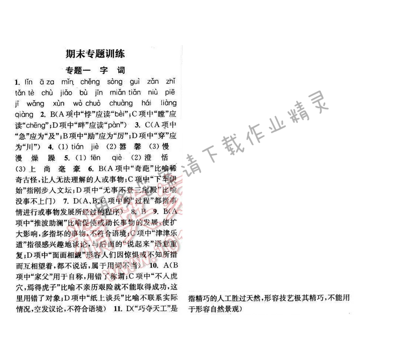 2016年通城学典小题精练九年级语文下册苏教版 专题一