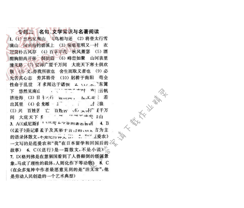 2016年通城学典小题精练九年级语文下册苏教版 专题三