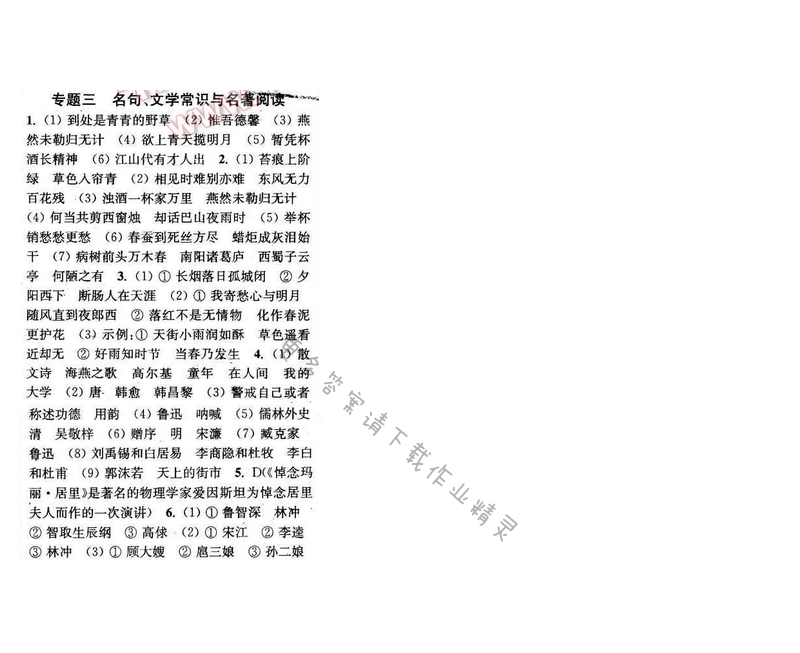 2016年通城学典小题精练八年级语文下册苏教版 专题三