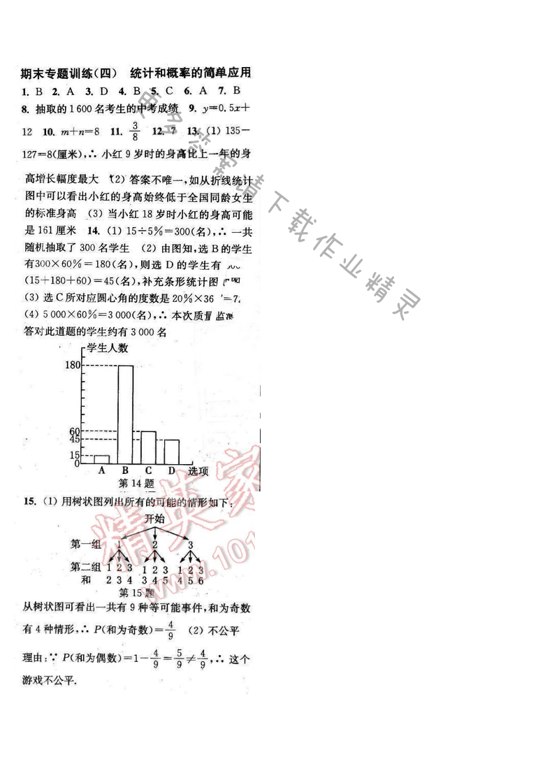 2016年通城学典小题精练九年级数学下册苏科版 期末专题训练（四）
