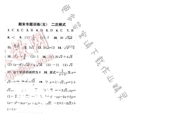 2016年通城学典小题精练八年级数学下册苏科版 期末专题训练（五）