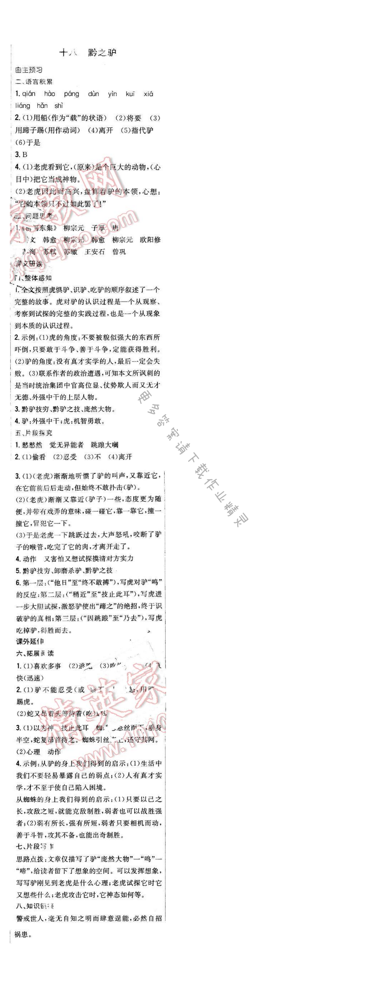 2016年新编基础训练七年级语文下册苏教版 第十八课