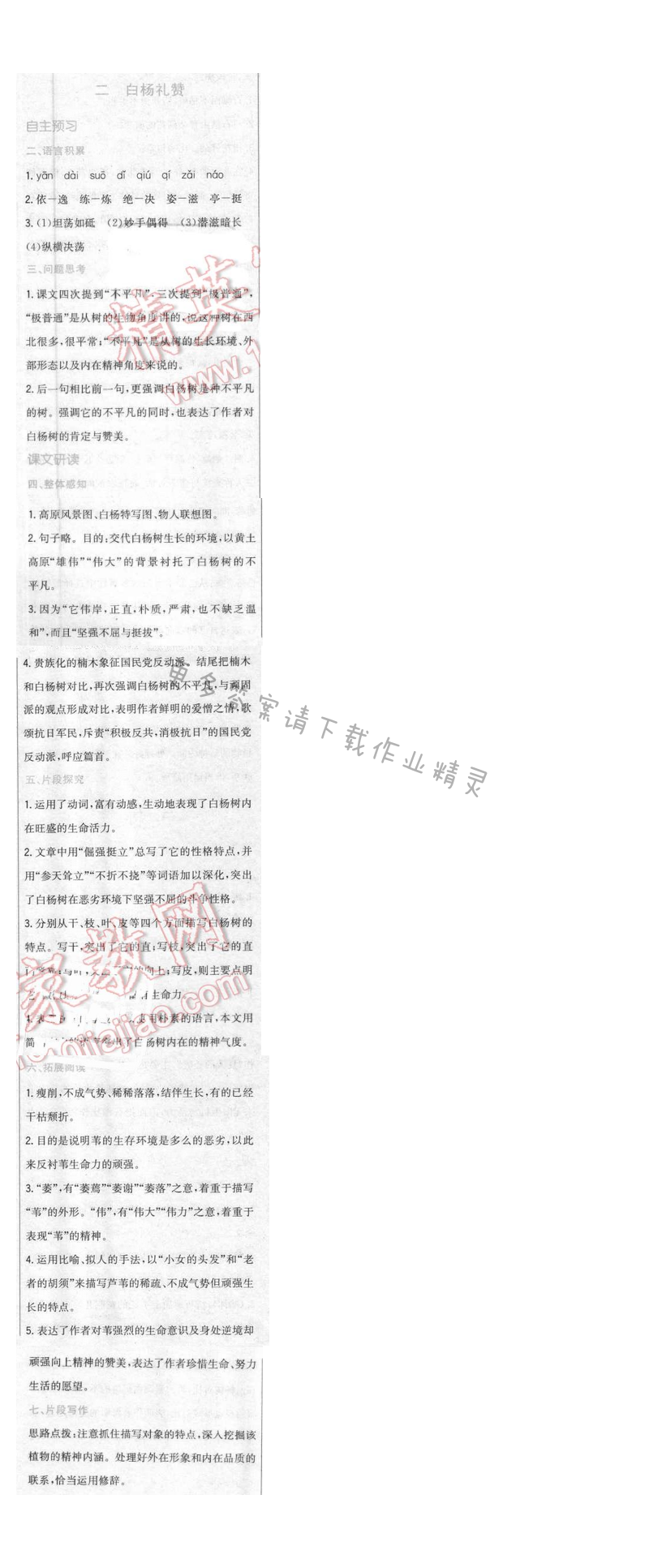 2016年新编基础训练八年级语文下册苏教版 第二课