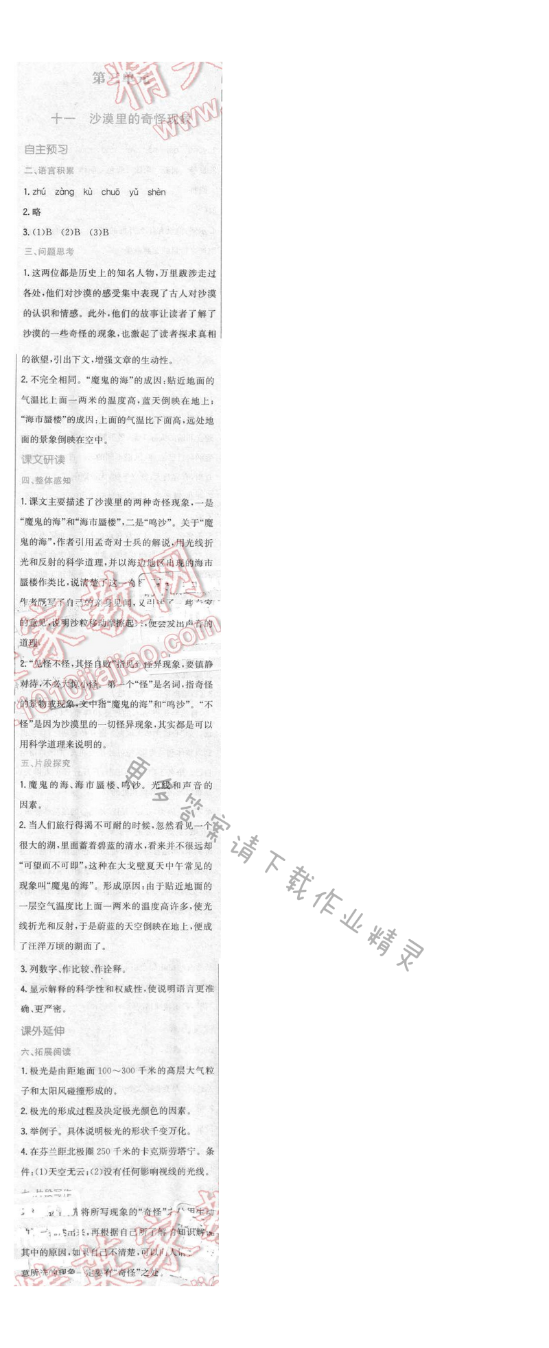2016年新编基础训练八年级语文下册苏教版 第十一课
