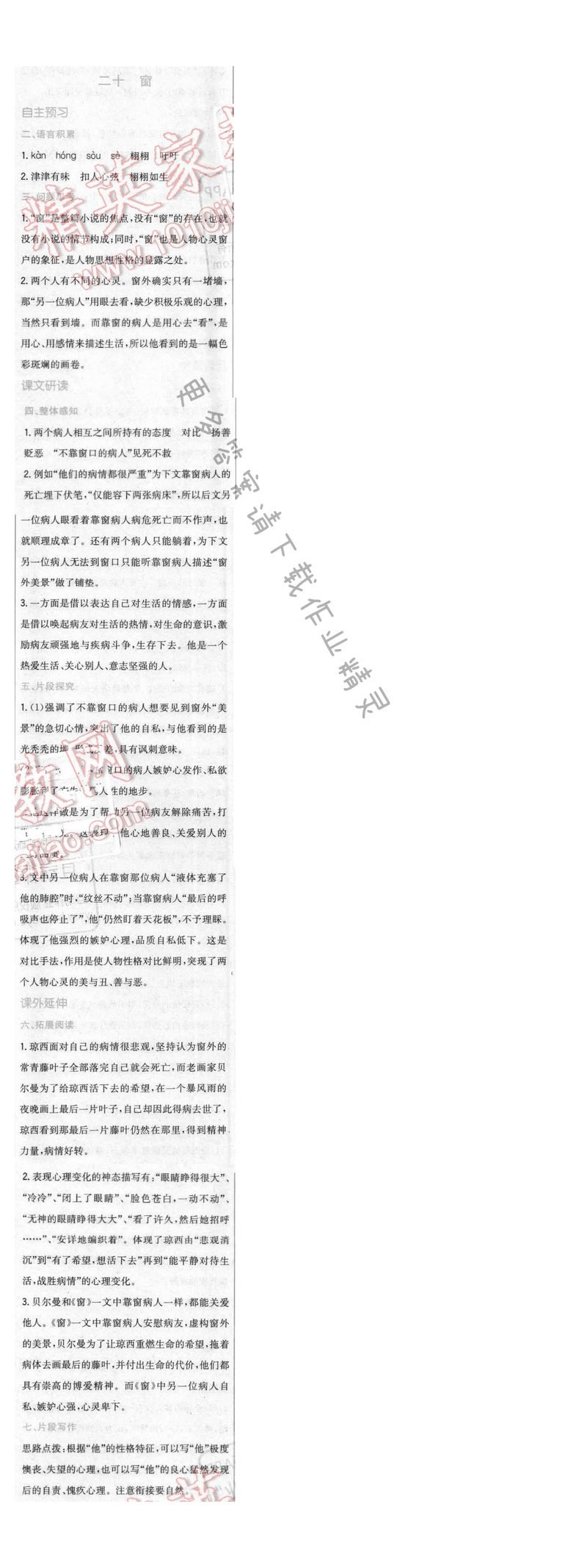 2016年新编基础训练八年级语文下册苏教版 第二十课