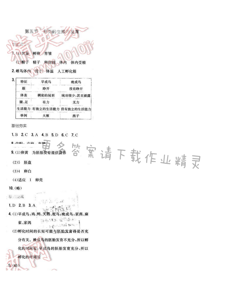 2016年新编基础训练八年级生物下册苏教版 第二十一章 第五节