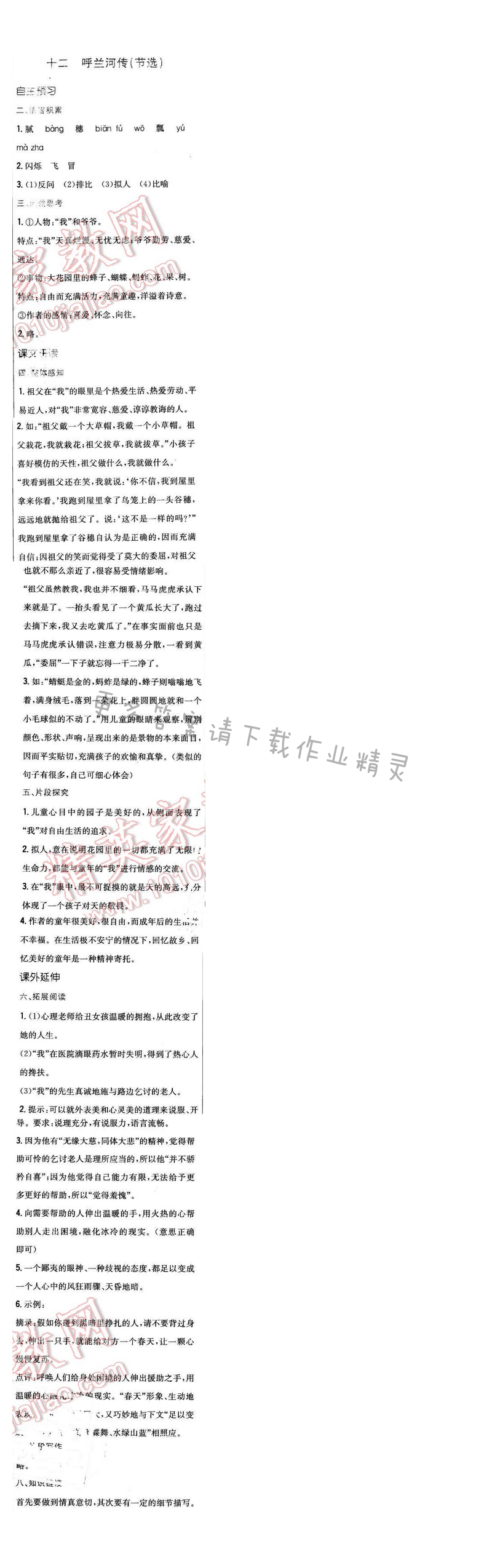 2016年新编基础训练九年级语文下册苏教版 第三单元 十二