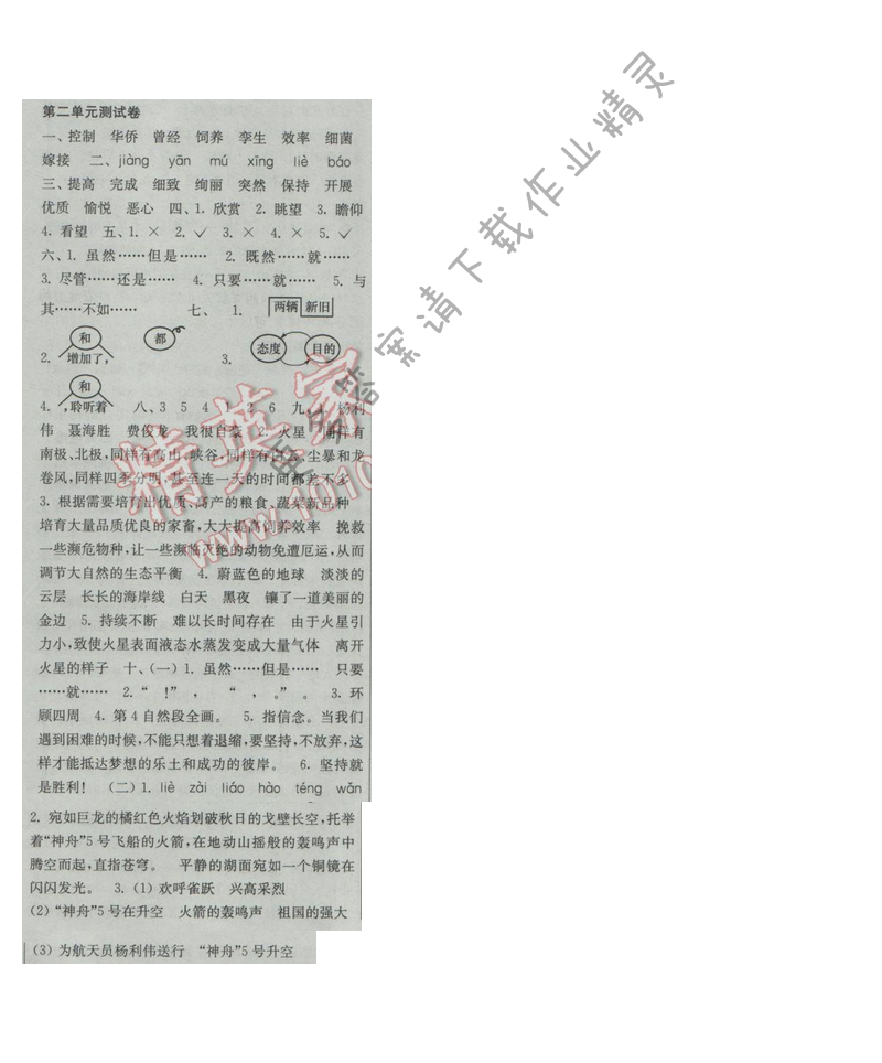 2017年新编金3练五年级语文下册江苏版 第二单元测试卷