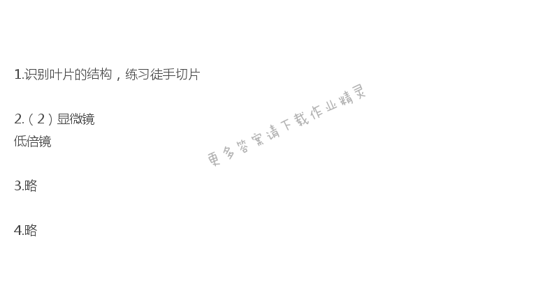 苏教版生物第六章实验报告叶片的结构补充习题答案