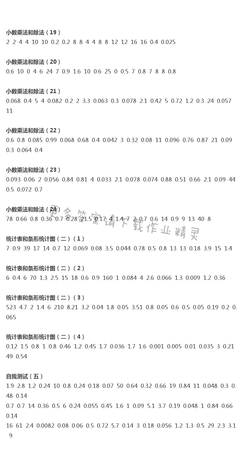 五年级上册口算练习册35——40