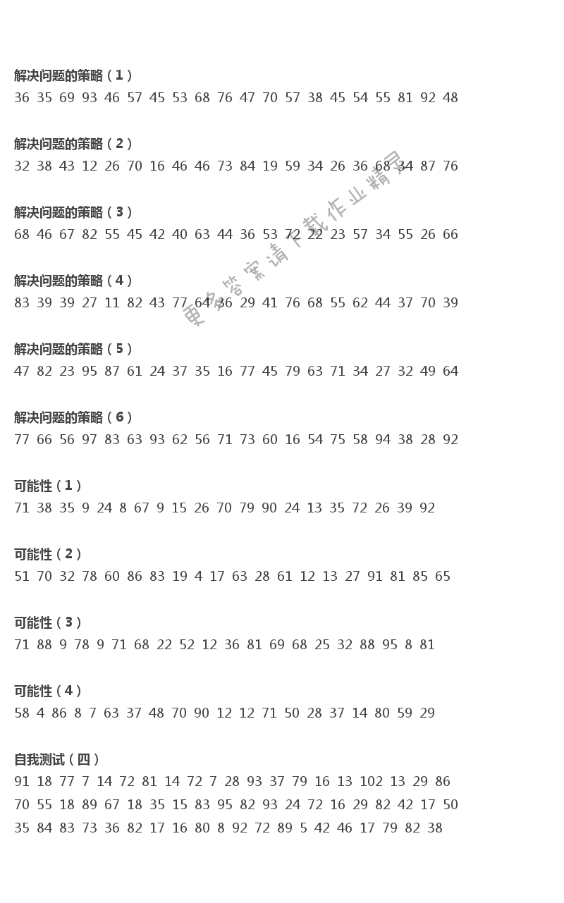 四年级上册口算练习册28——33