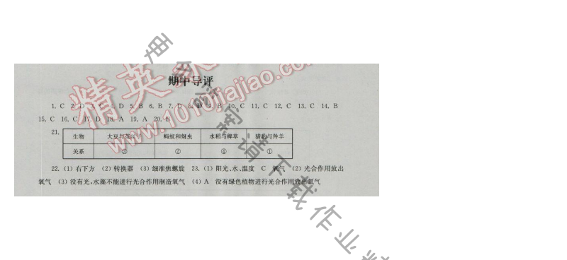 伴你学七年级生物上册（苏科版）期中导评