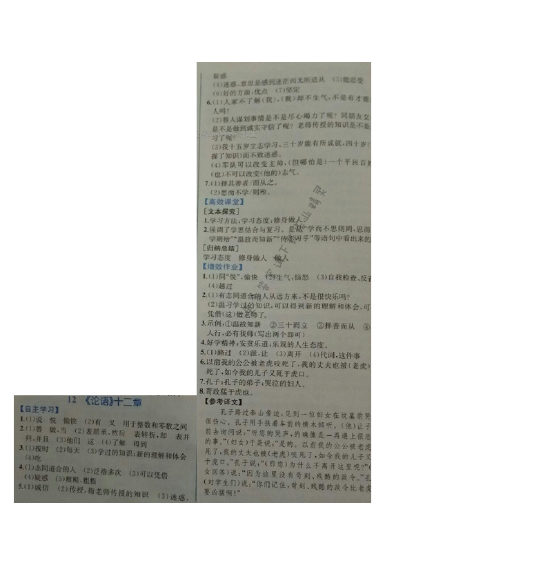金学典同步解析与测评七年级语文上册（人教版）12.《论语》十二章